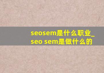 seosem是什么职业_seo sem是做什么的